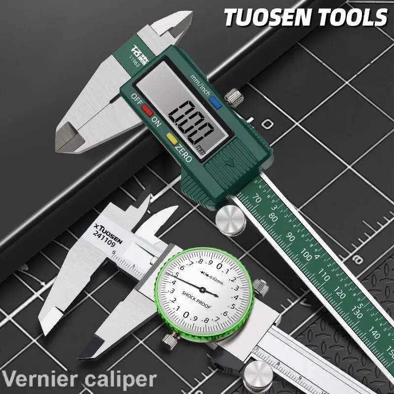 Digital Caliper 150Mm Stainless Steel - TUOSEN Industrial Shockproof Caliper, 0-150mm Stainless
