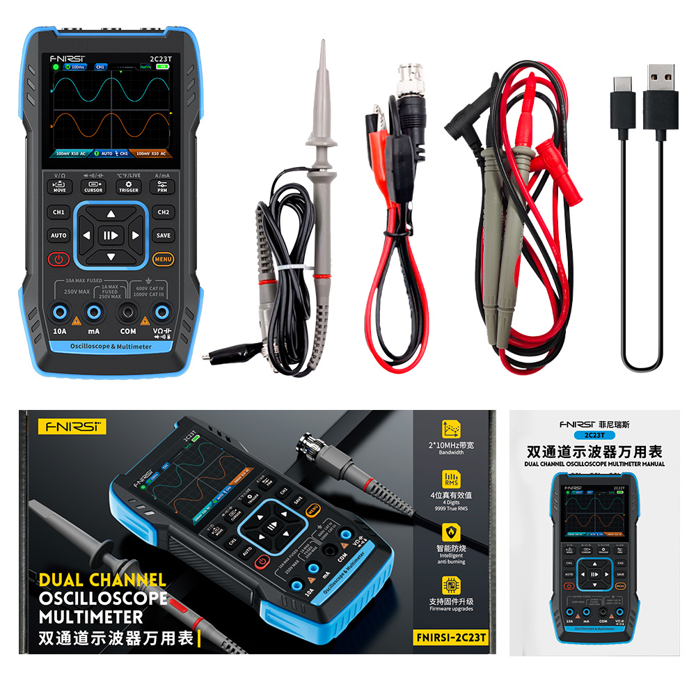2C23T 3-in-1 Digital Oscillosc - Fnirsi Digital Oscilloscope Handheld review and price